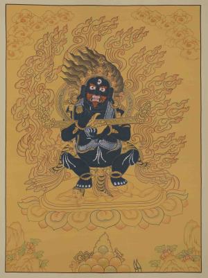Original Hand-Painted Sakya Mahakala | Vajra Panjarnatha | Tibetan Buddhist Wrathful Dharmapala